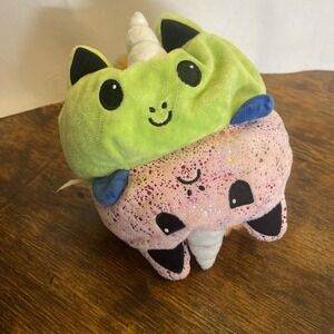 Tee Turtle Reversible Moody Unicorn Plush Pink Green Happy Sad Stuffed Toy 9"‎